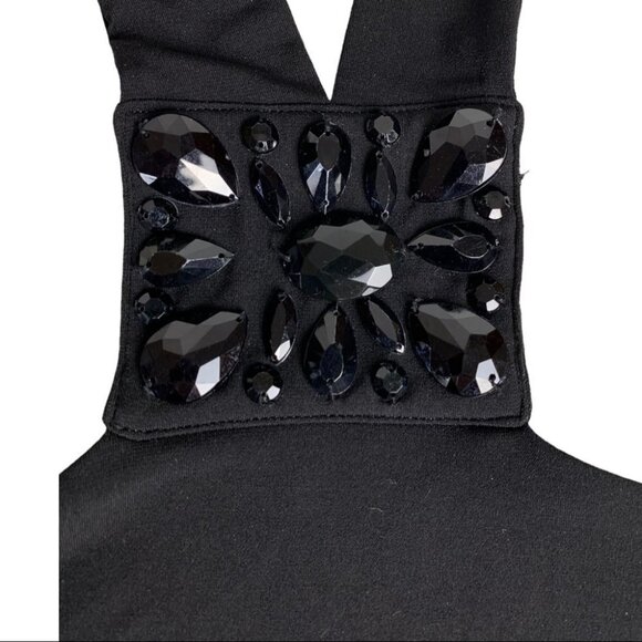 white house black market jeweled halter  top black size medium - Picture 5 of 6